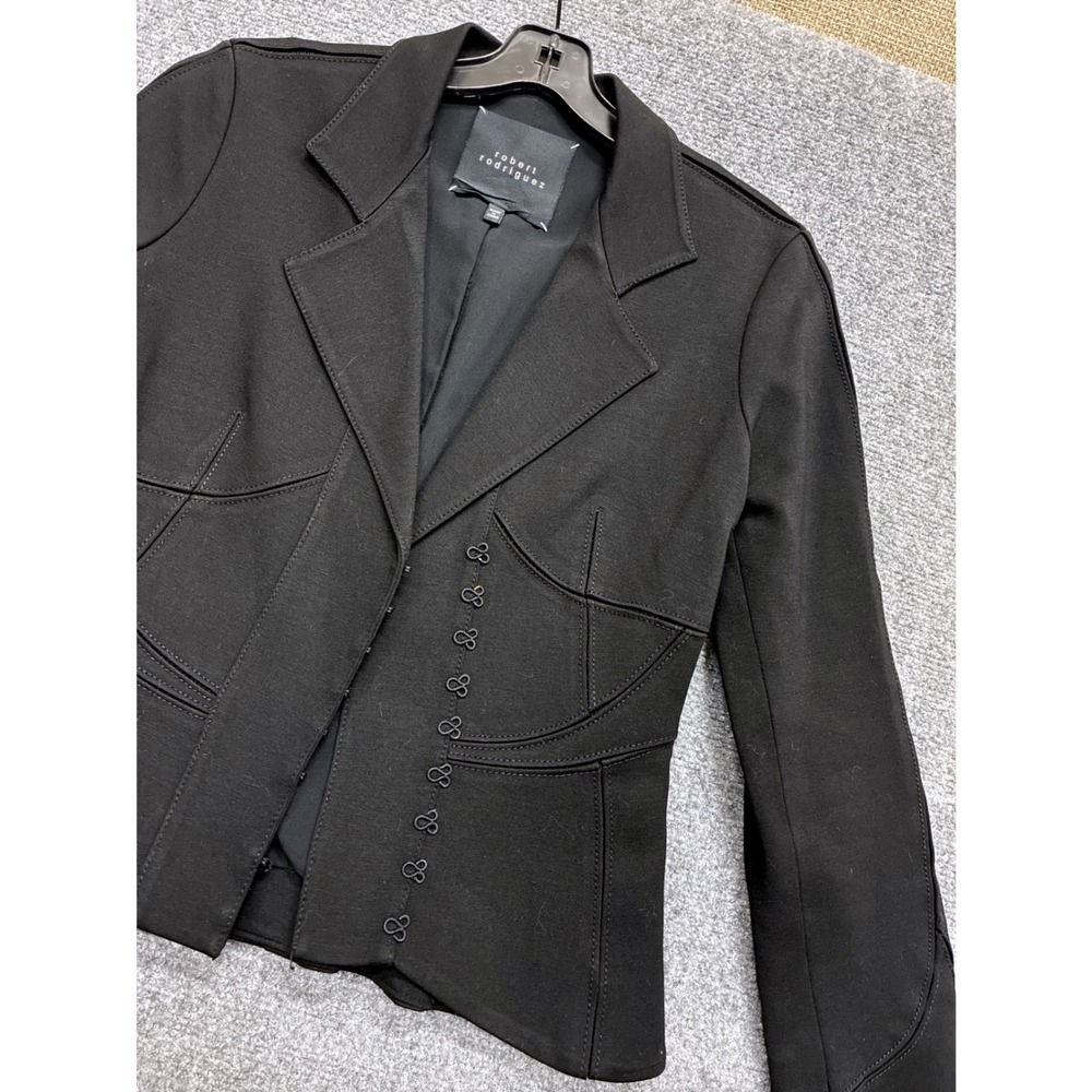 Corset Style Robert Rodriguez Black Hook and Eye Tailored Knit Blazer Jacket XS